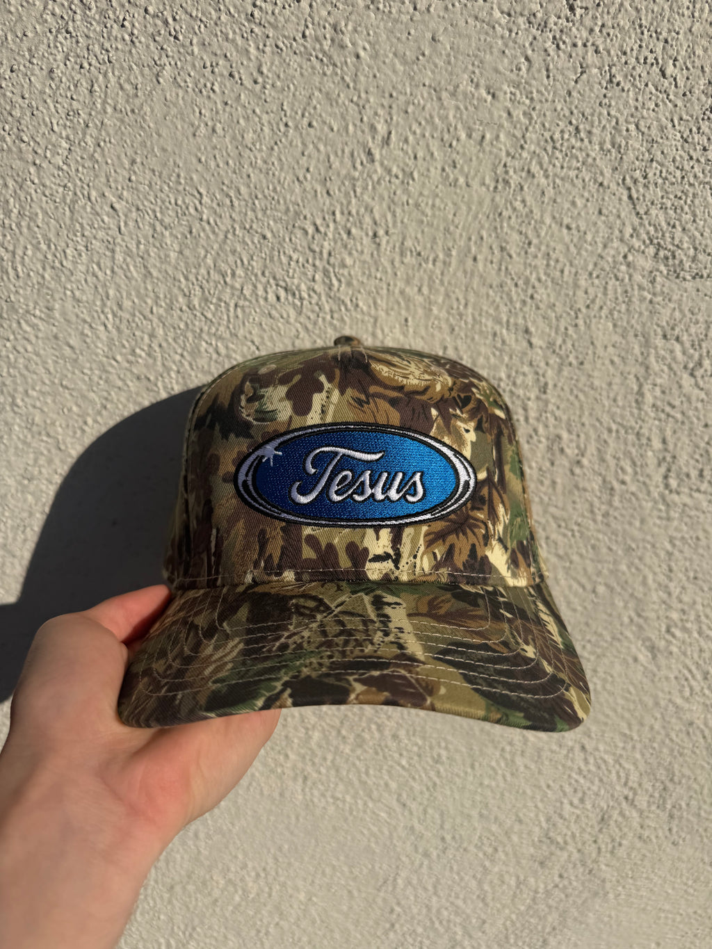 Jesus Oval Snapback (Camo)