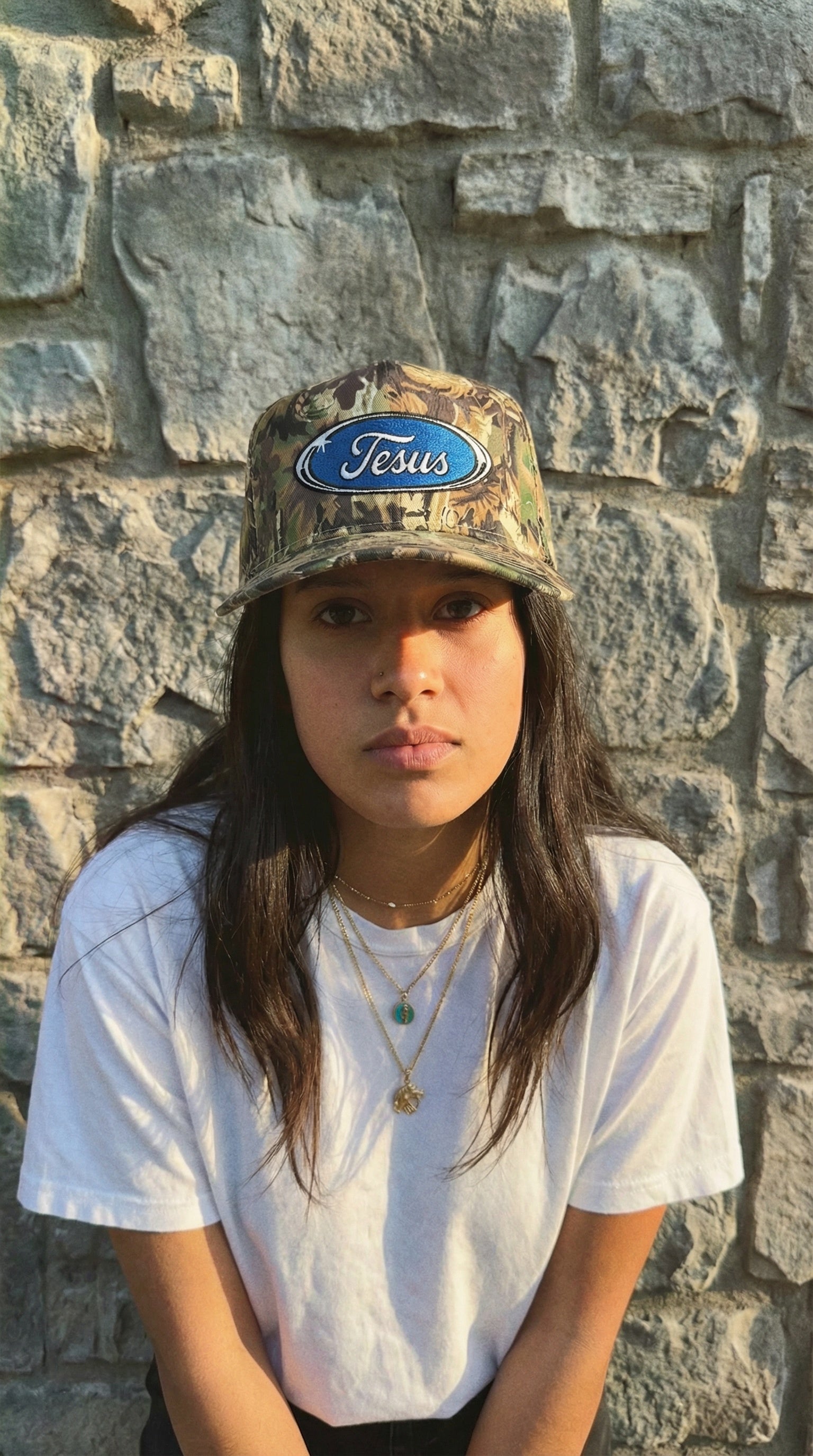 Jesus Oval Snapback (Camo)